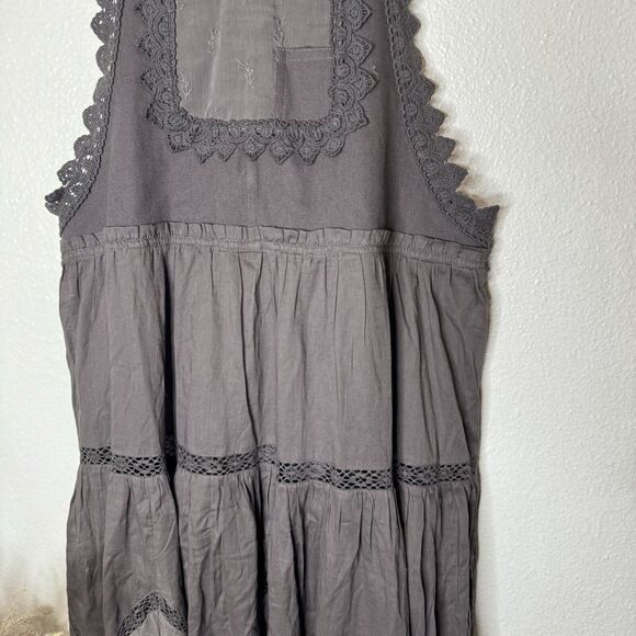 Free People Trails End Skirtall Women’s Medium Overall Dress Gray Bohemian Boho - Picture 12 of 15